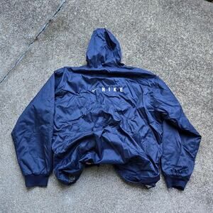 Vtg 90s NIKE Embroidered Swoosh Logo Baggy Dual Layer Hooded Zip Up Jacket XXL